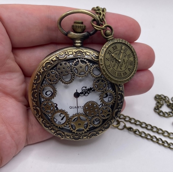 New Steampunk gears quartz pocket watch - Picture 1 of 4